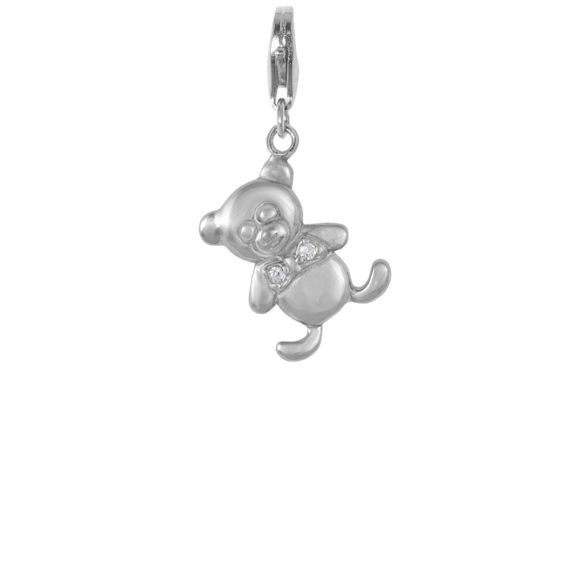 Alia for You 925 sterling silver teddy bear charm with white zirconia