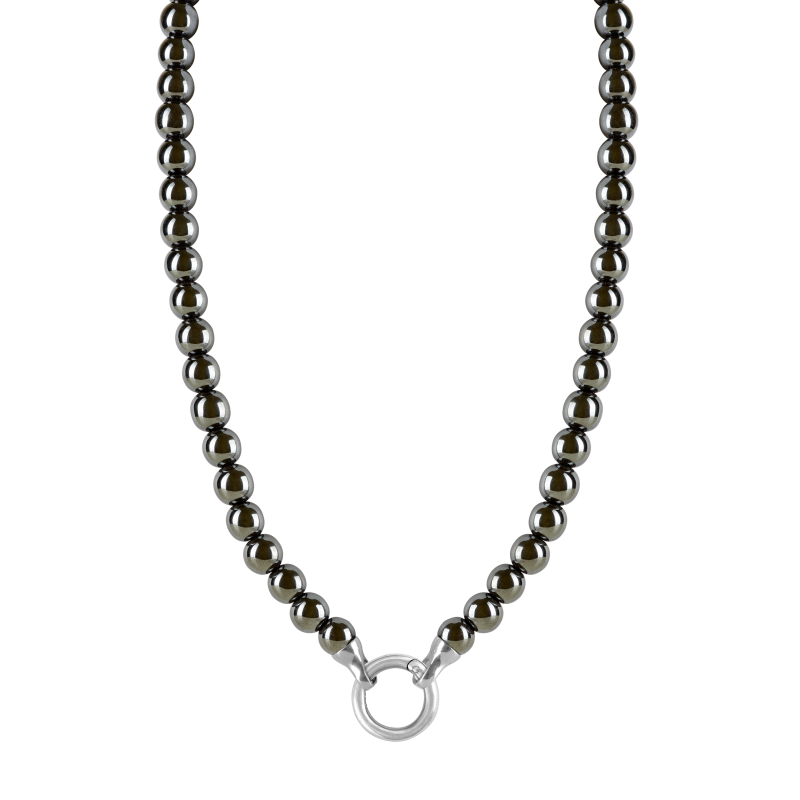 Black haematite 925 sterling silver change necklace