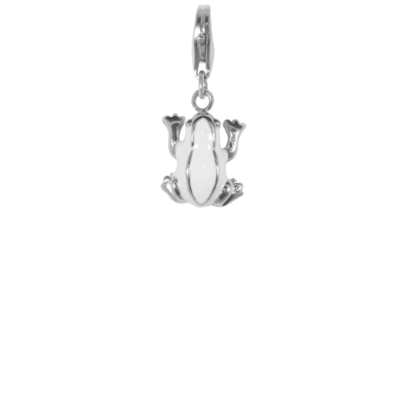 Alia for You 925 sterling silver frog charm with white enamel