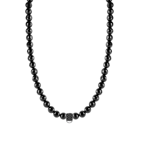 CHARM ONYX NECKLACE - SMALL CHARM CARRIER WITH BLACK ZIRCONIA