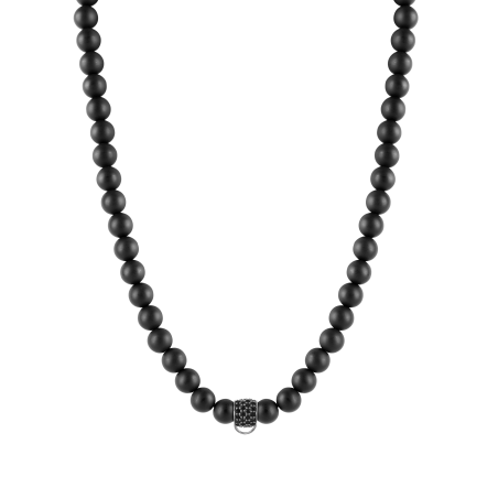 CHARM ONYX NECKLACE - SMALL CHARM CARRIER WITH BLACK ZIRCONIA