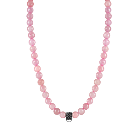 CHARM ROSE QUARTZ NECKLACE - SMALL CHARM CARRIER WITH BLACK ZIRCONIA