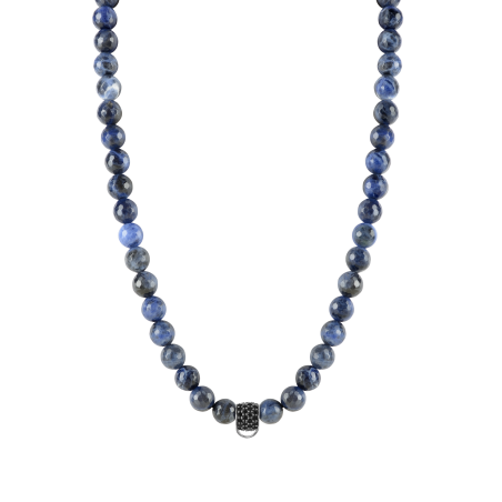 CHARM SODALITE NECKLACE - SMALL CHARM CARRIER WITH BLACK ZIRCONIA