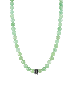 CHARM AVENTURINE NECKLACE - SMALL CHARM CARRIER WITH BLACK ZIRCONIA