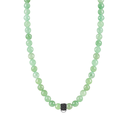 CHARM AVENTURINE NECKLACE - SMALL CHARM CARRIER WITH BLACK ZIRCONIA