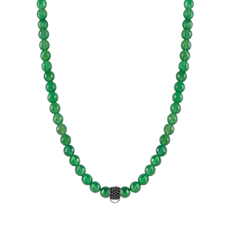 Green agate 925 sterling silver charm necklace