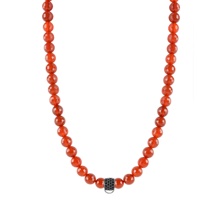 CHARM CARNELIAN NECKLACE - SMALL CHARM CARRIER WITH BLACK ZIRCONIA