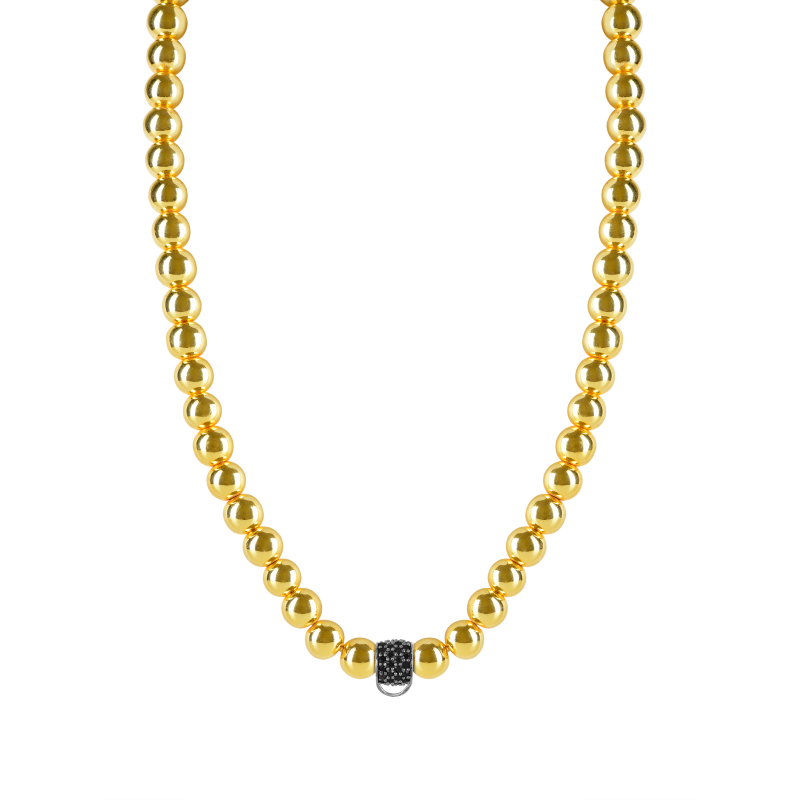 Yellow gold haematite 925 sterling silver charm necklace