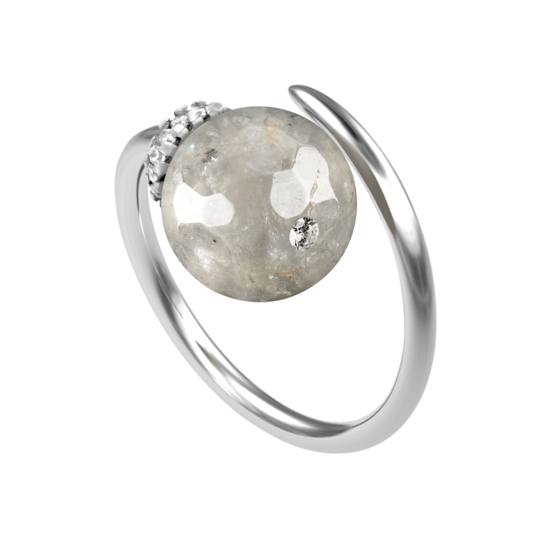 Fog quartz 925 sterling silver ring