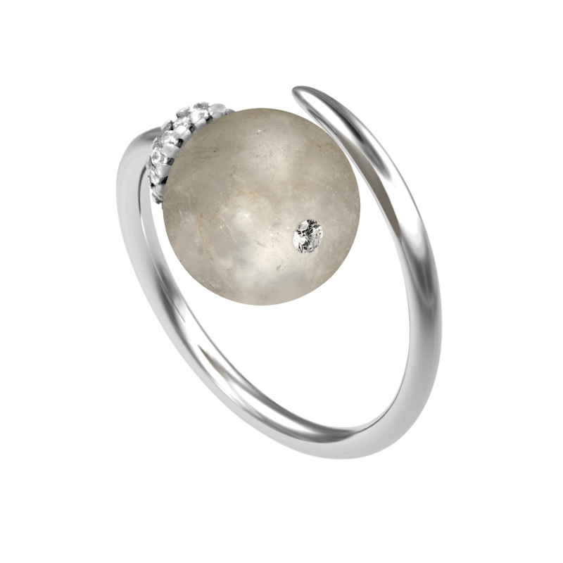 Fog quartz 925 sterling silver ring