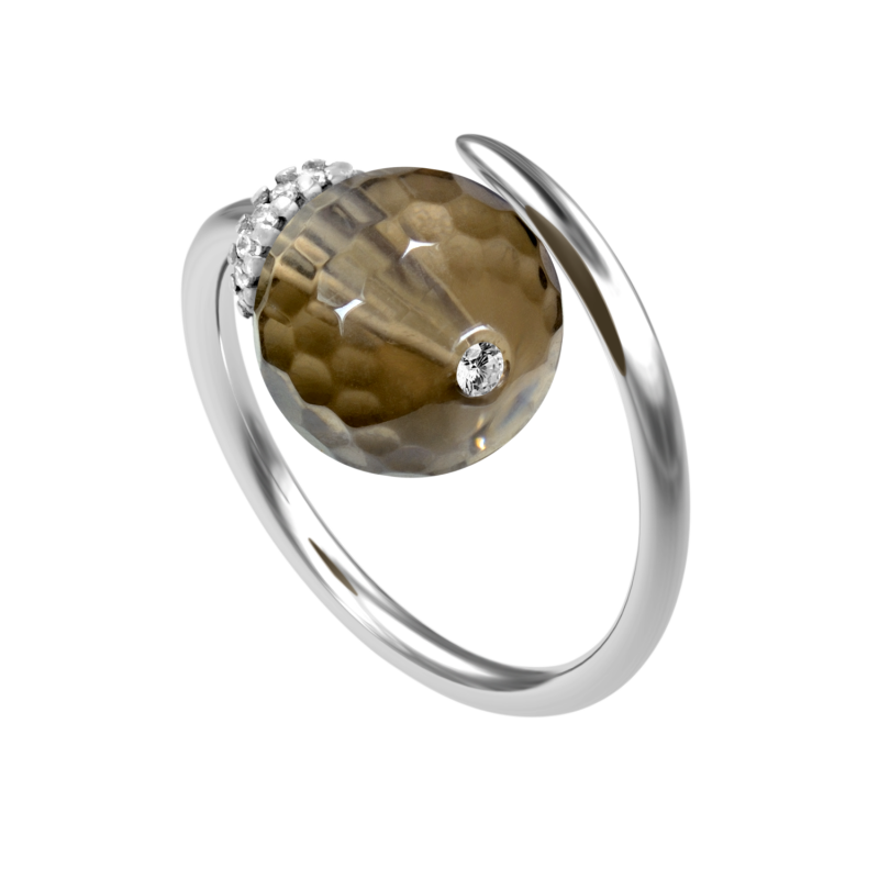 Smoky quartz 925 sterling silver ring