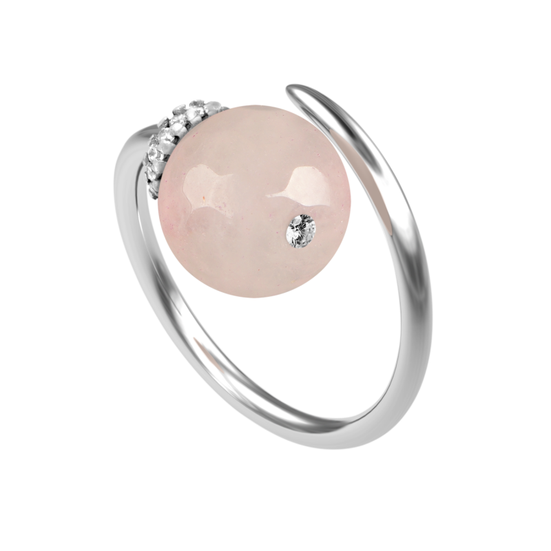 Rose quartz 925 sterling silver ring