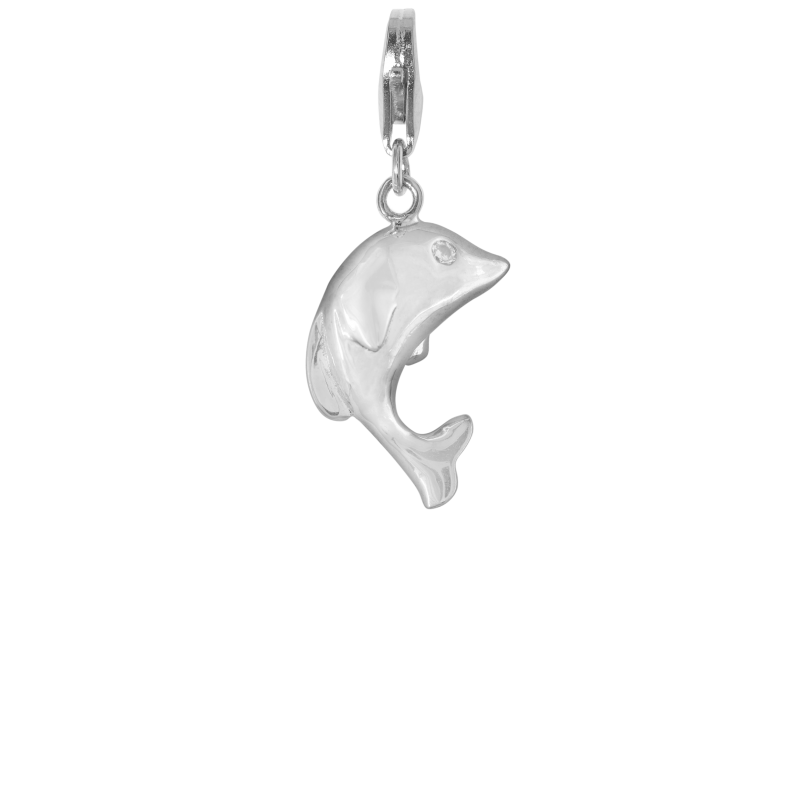 Alia for You 925 sterling silver dolphin charm with white zirconia