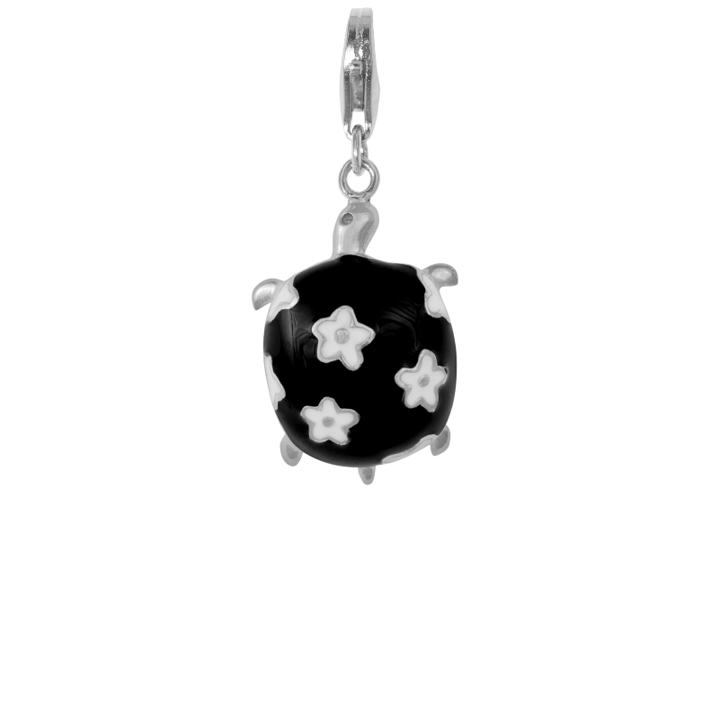 Alia for You 925 sterling silver turtle charm with black enamel