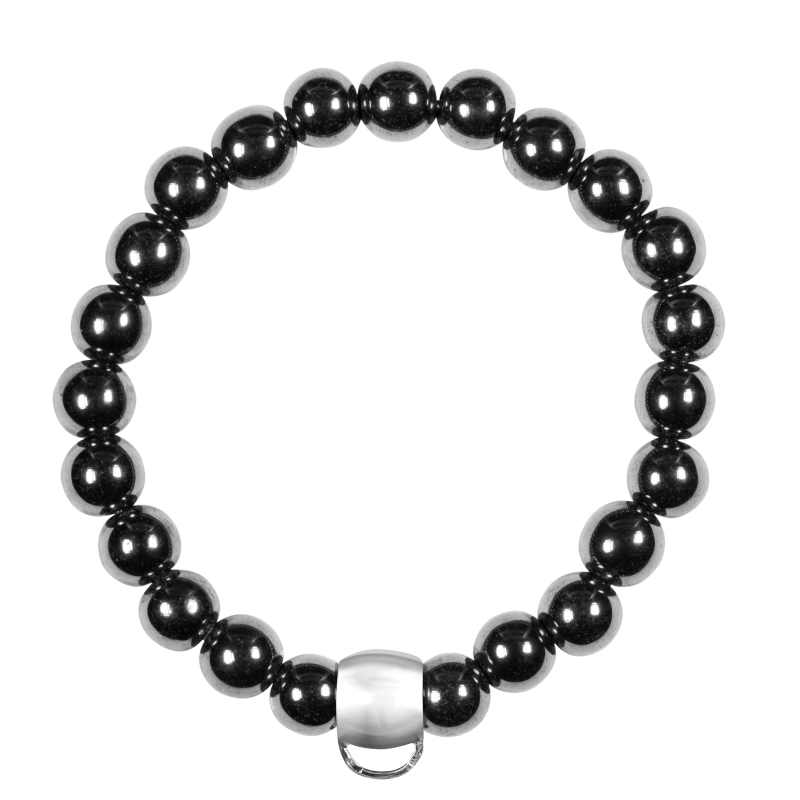 Black haematite 925 sterling silver charm bracelet