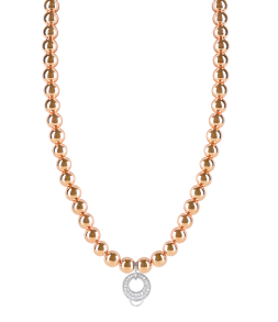 CHARM ROSE GOLD HAEMATITE NECKLACE - MEDIUM CHARM CARRIER WITH WHITE ZIRCONIA