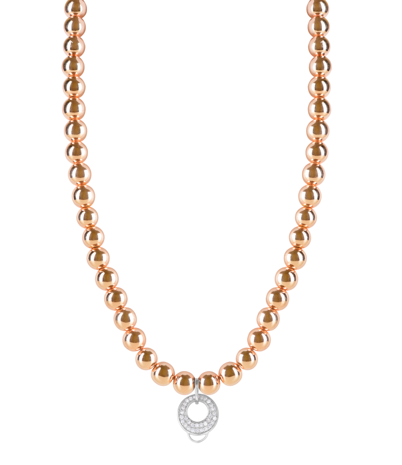 Rose gold haematite 925 sterling silver charm necklace