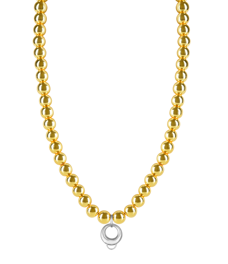 Yellow gold haematite 925 sterling silver charm necklace