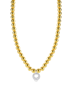 CHARM YELLOW GOLD HAEMATITE NECKLACE - MEDIUM CHARM CARRIER WITH WHITE ZIRCONIA