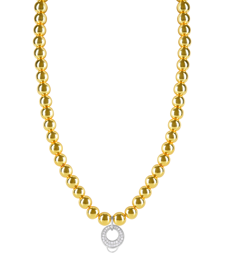 Yellow gold haematite 925 sterling silver charm necklace