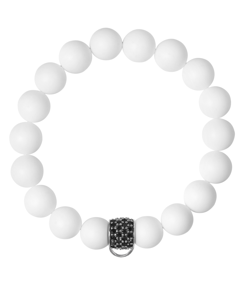 White agate 925 sterling silver charm bracelet