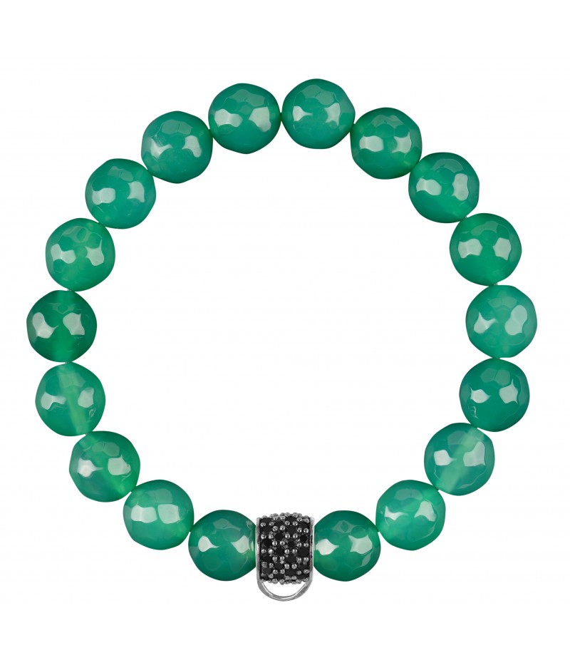 Green agate 925 sterling silver charm bracelet