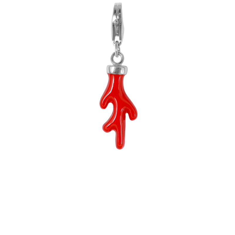 Alia for You 925 sterling silver coral charm with red enamel