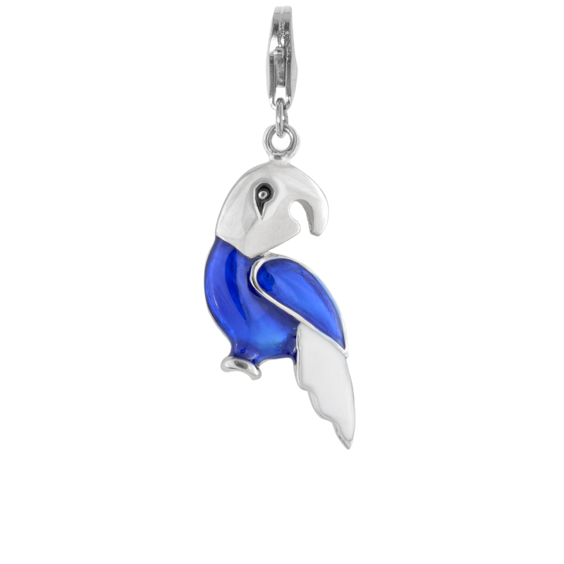 Alia for You 925 sterling silver parrot charm with blue enamel