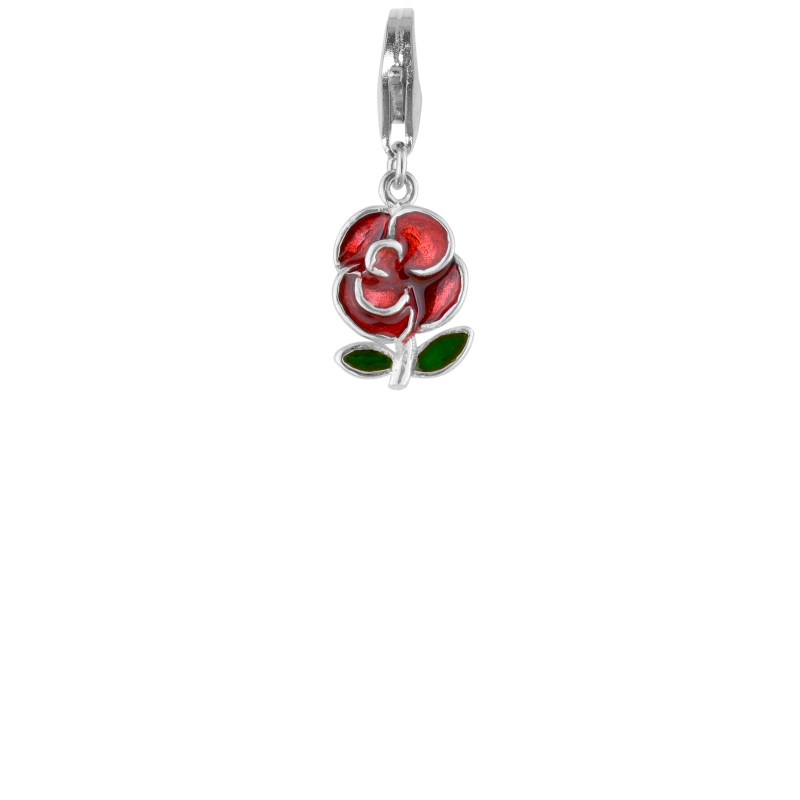 Alia for You 925 sterling silver rose charm with red enamel