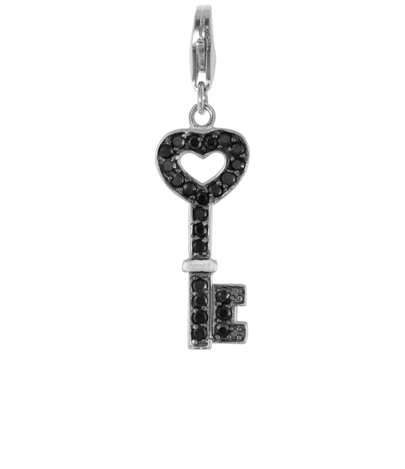 Alia for You 925 sterling silver key charm with black zirconia