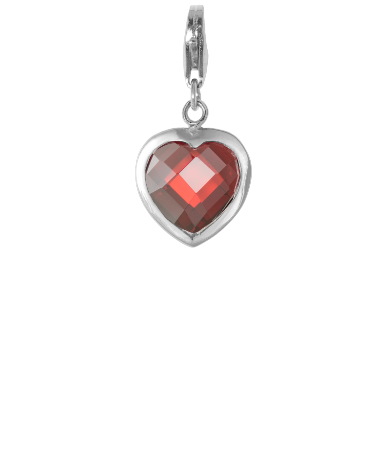 Alia for You 925 sterling silver heart charm with red zirconia