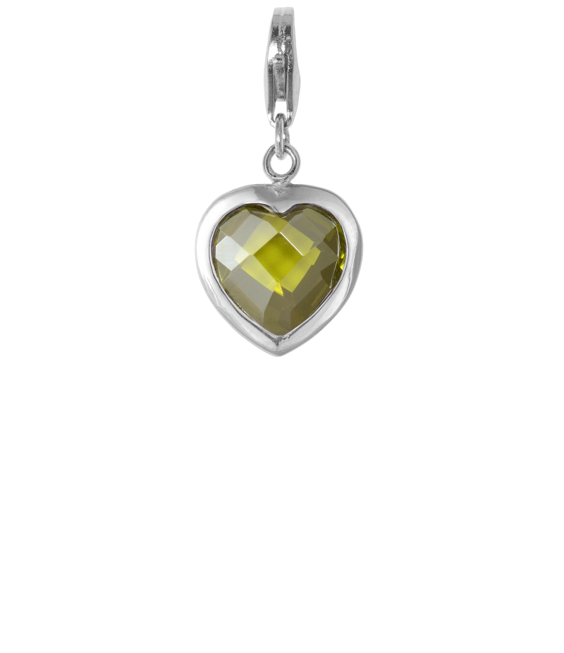 Alia for You 925 sterling silver heart charm with green zirconia