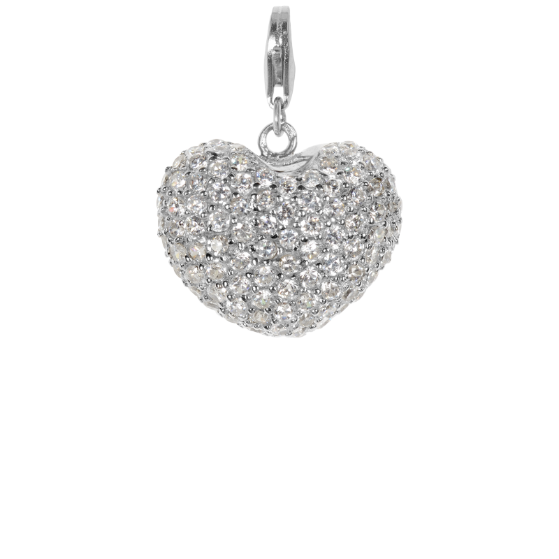 Alia for You 925 sterling silver big heart charm pendant with white zirconia