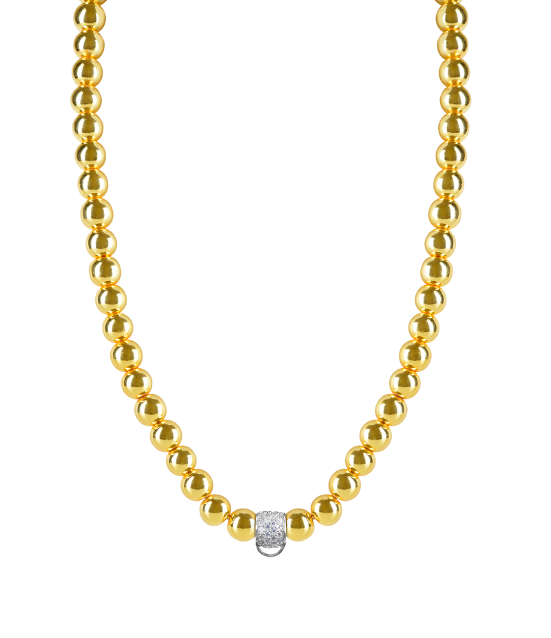 Yellow gold haematite 925 sterling silver charm necklace