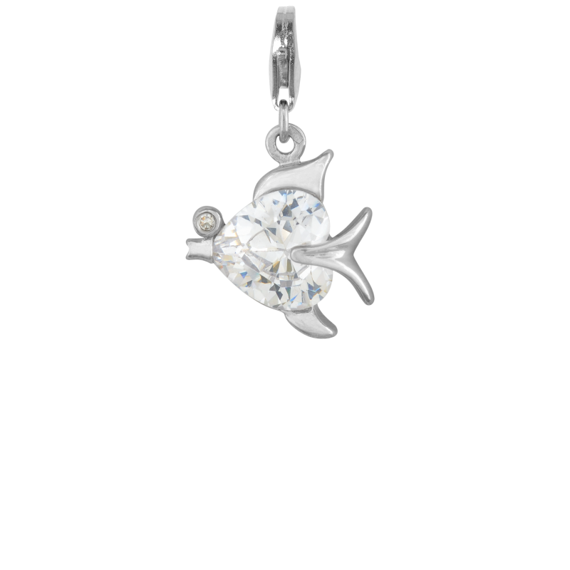 Alia for You 925 sterling silver golden fish charm with white zirconia