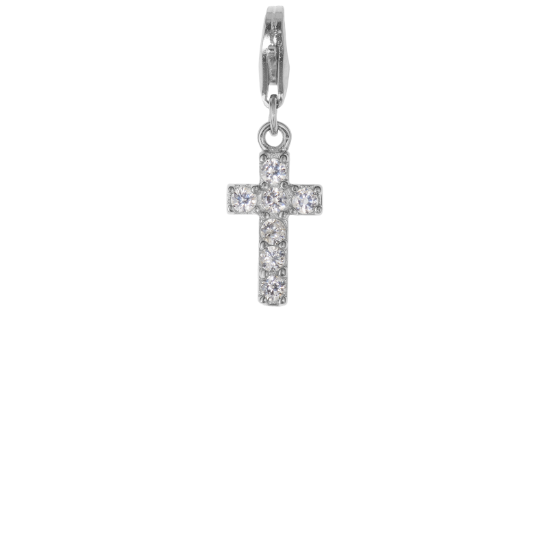 Alia for You 925 sterling silver cross charm pendant with white zirconia