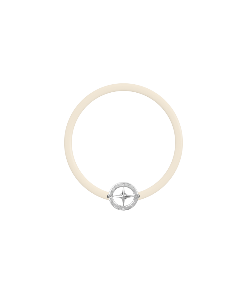 Compass 925 sterling silver beige caoutchouc bracelet