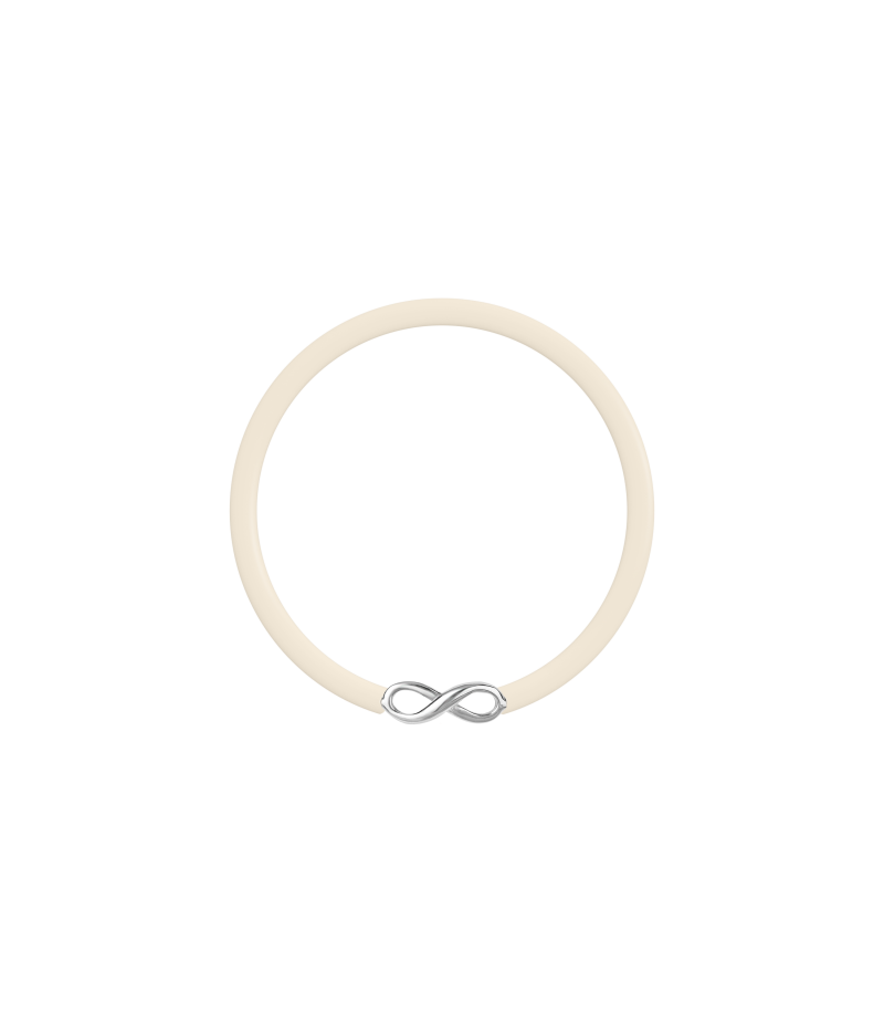 Infinity 925 sterling silver beige caoutchouc bracelet