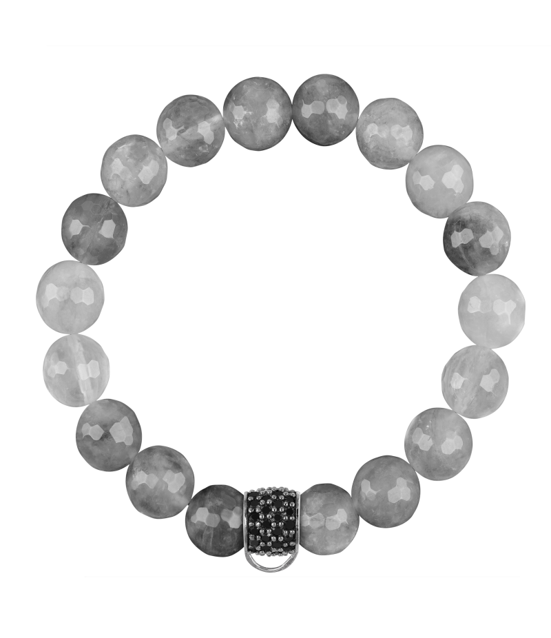 Fog quartz 925 sterling silver charm bracelet