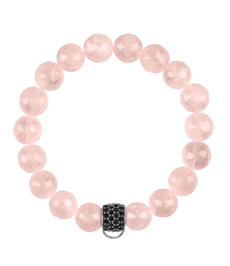 Rose quartz 925 sterling silver charm bracelet