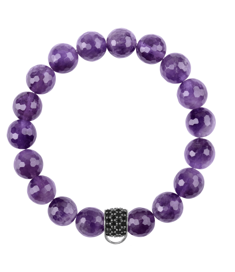 Amethyst 925 sterling silver charm bracelet