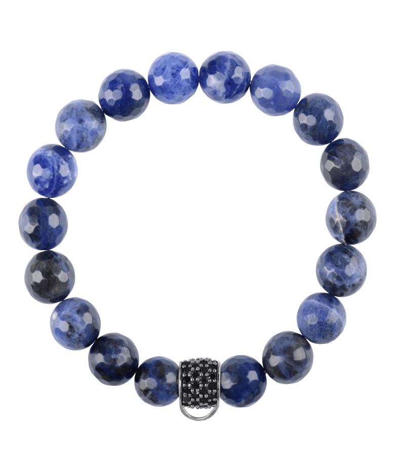 Sodalite 925 sterling silver charm bracelet