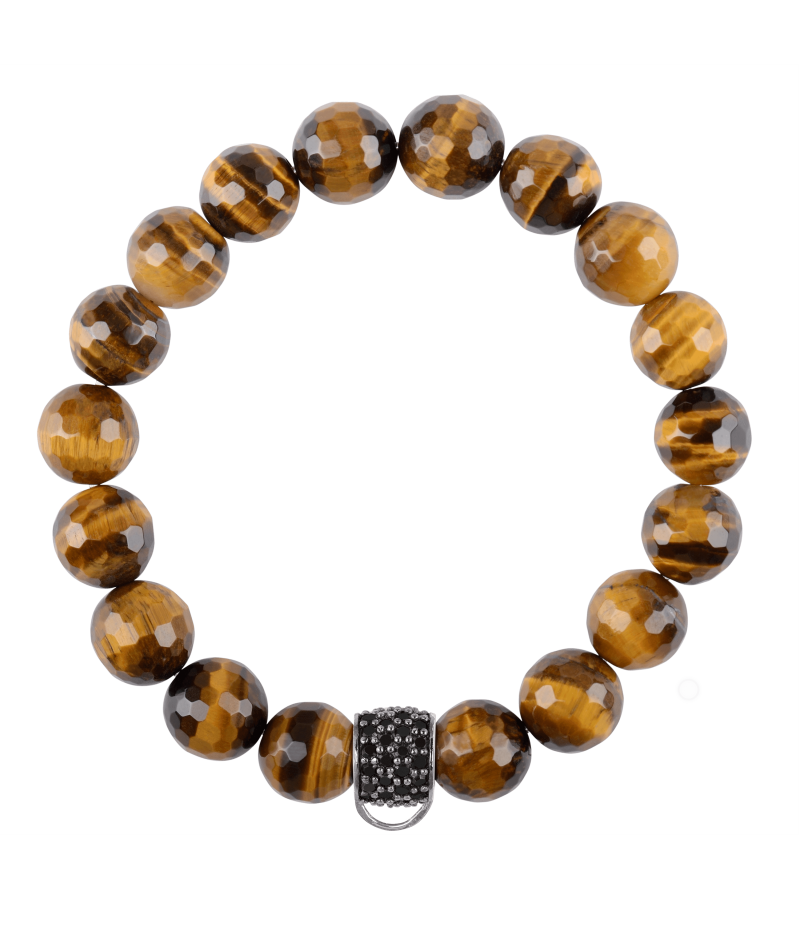 Tiger's eye 925 sterling silver charm bracelet