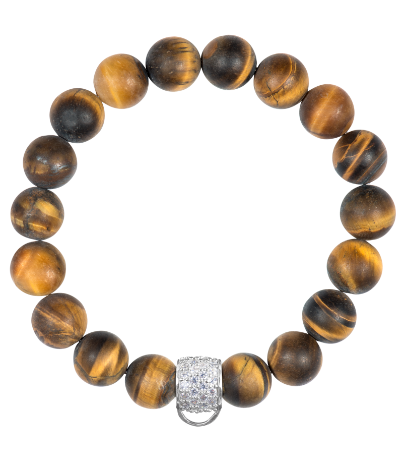 Tiger's eye 925 sterling silver charm bracelet