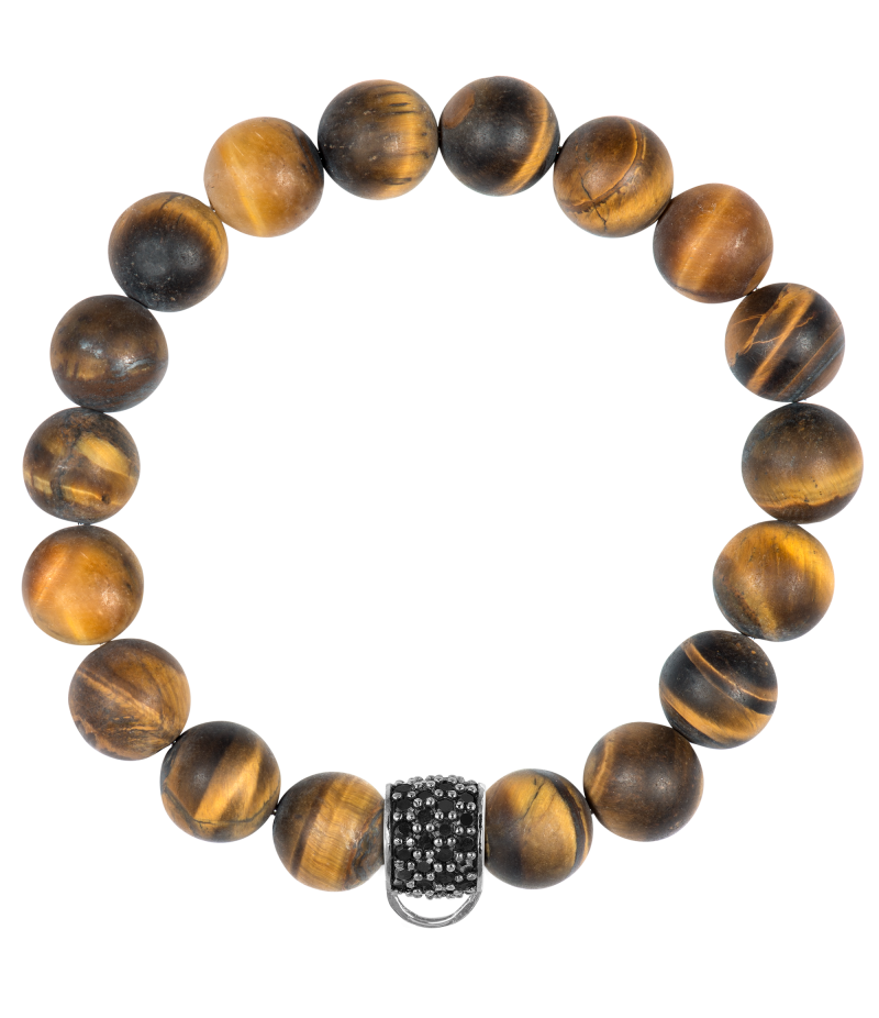 Tiger's eye 925 sterling silver charm bracelet