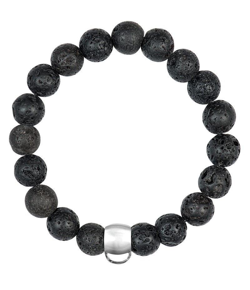 Lava stone 925 sterling silver charm bracelet