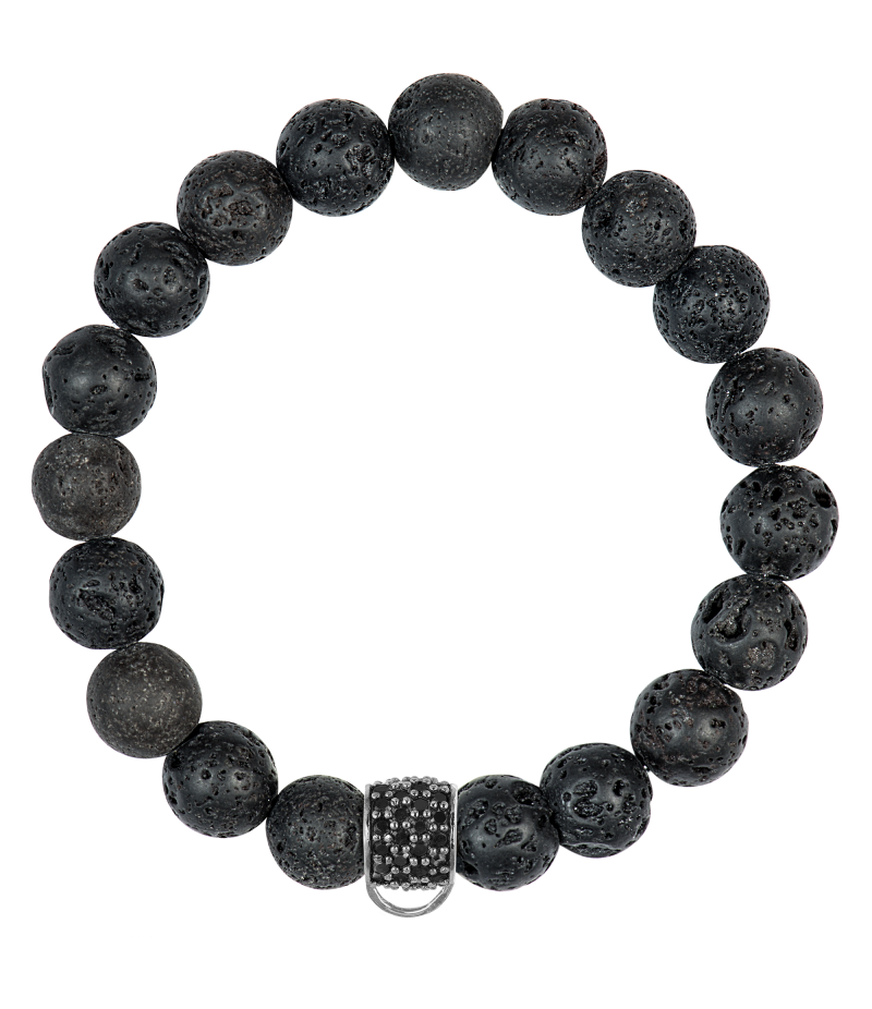 Lava stone 925 sterling silver charm bracelet