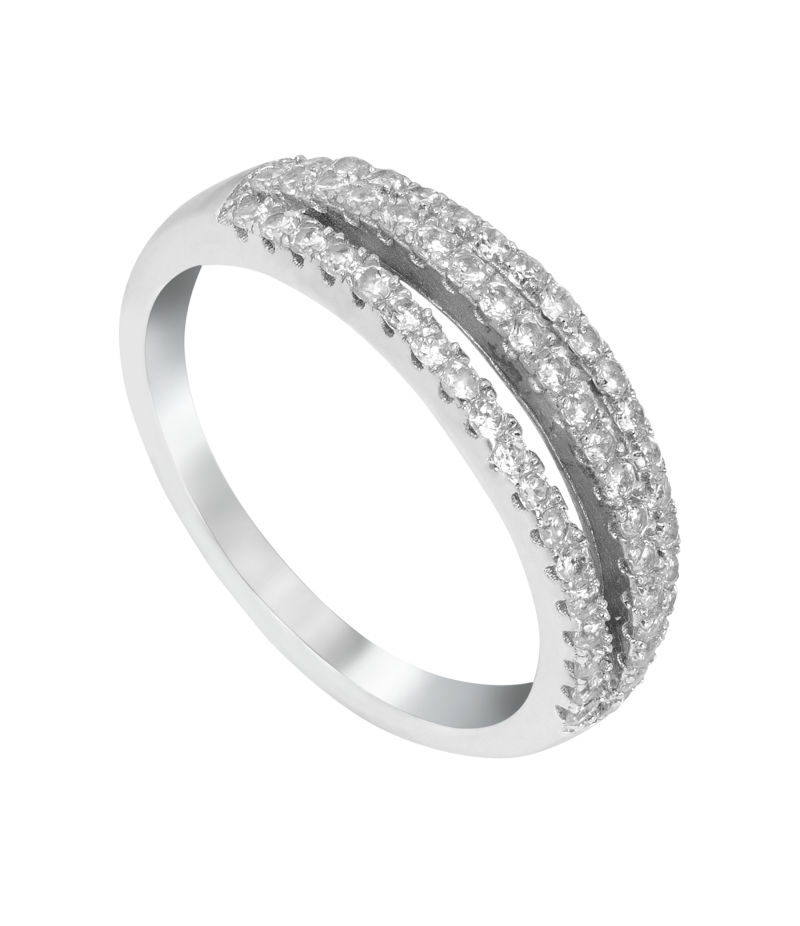 Zirconia lines 925 sterling silver ring