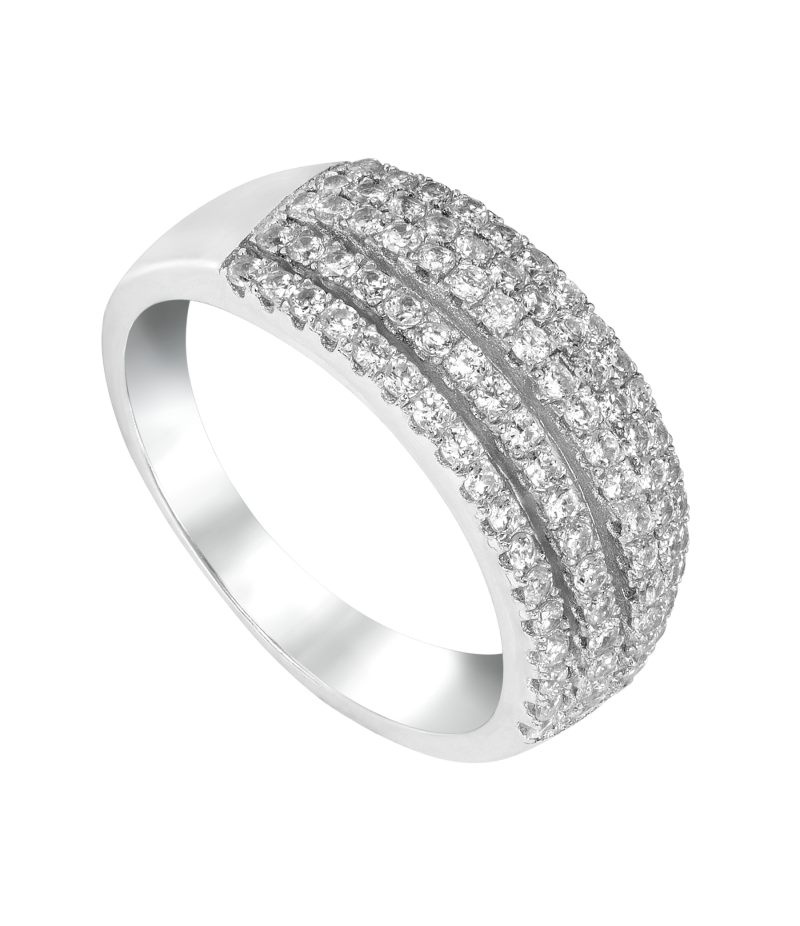 Zirconia lines 925 sterling silver ring