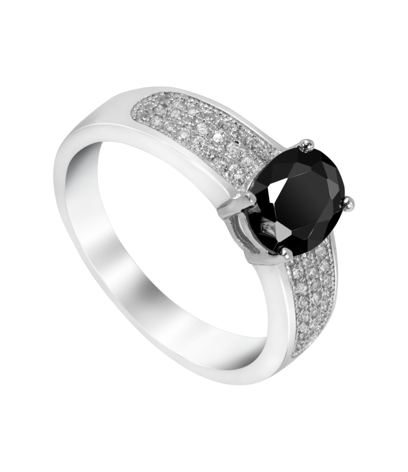 Black and white zirconia 925 sterling silver ring